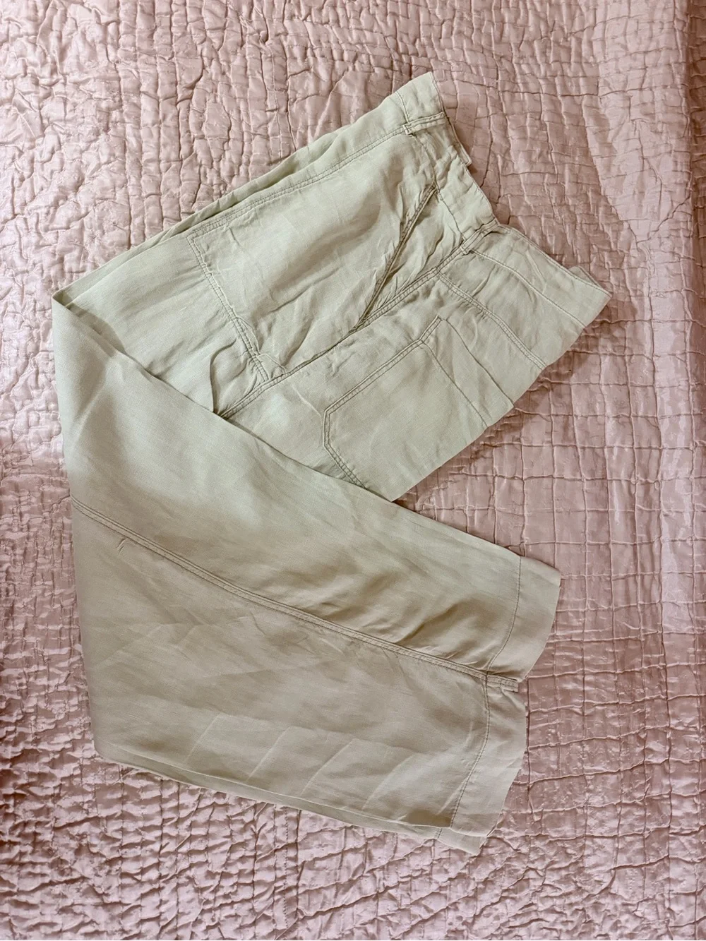 Zara Light Sage Wide-Leg Linen Pants & Top Set